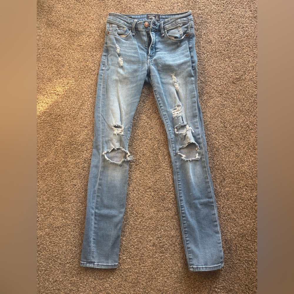 Abercrombie & Fitch Light Blue Distressed Skinny Jeans